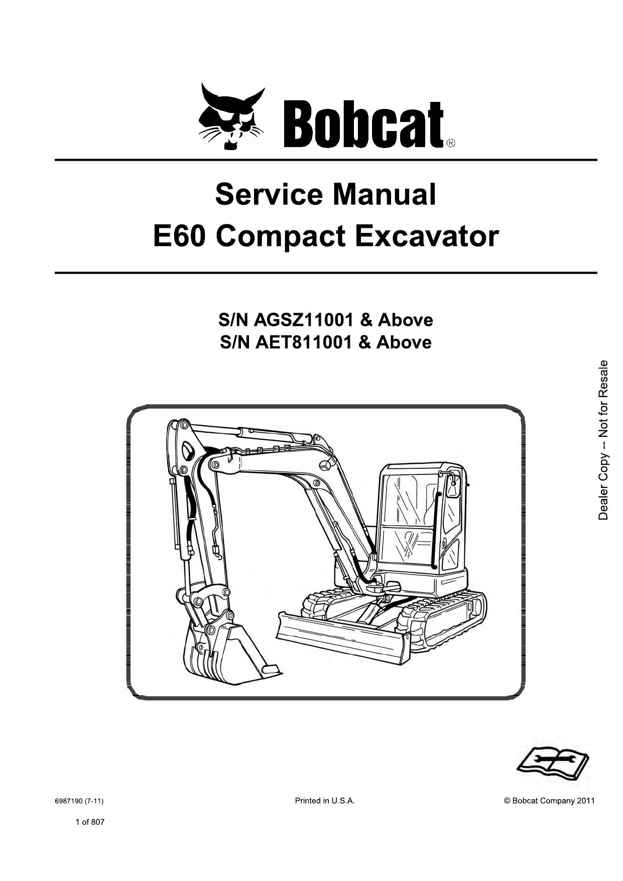 E60 Compact Excavator Service Manual Bobcat